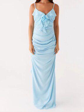 Peppermayo | Dresses | Peppermayo Floral Satin Maxi Dress Navy | Poshmark